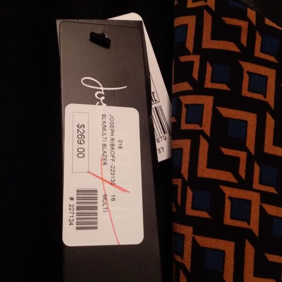 Joseph Ribkoff Black Geometric Print Blazer Size 16. New with Tags - Picture 6 of 7